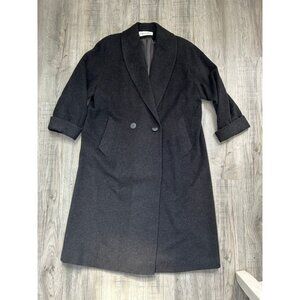 Vintage Christian Dior Wool Blend Long Double Breasted Coat Black Size 14